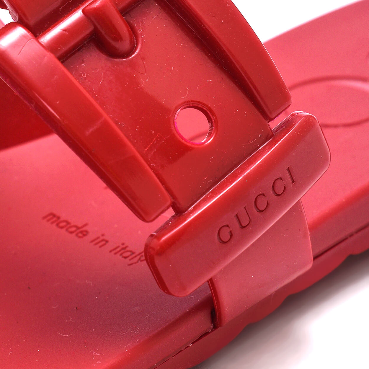 Gucci red rubber discount slides